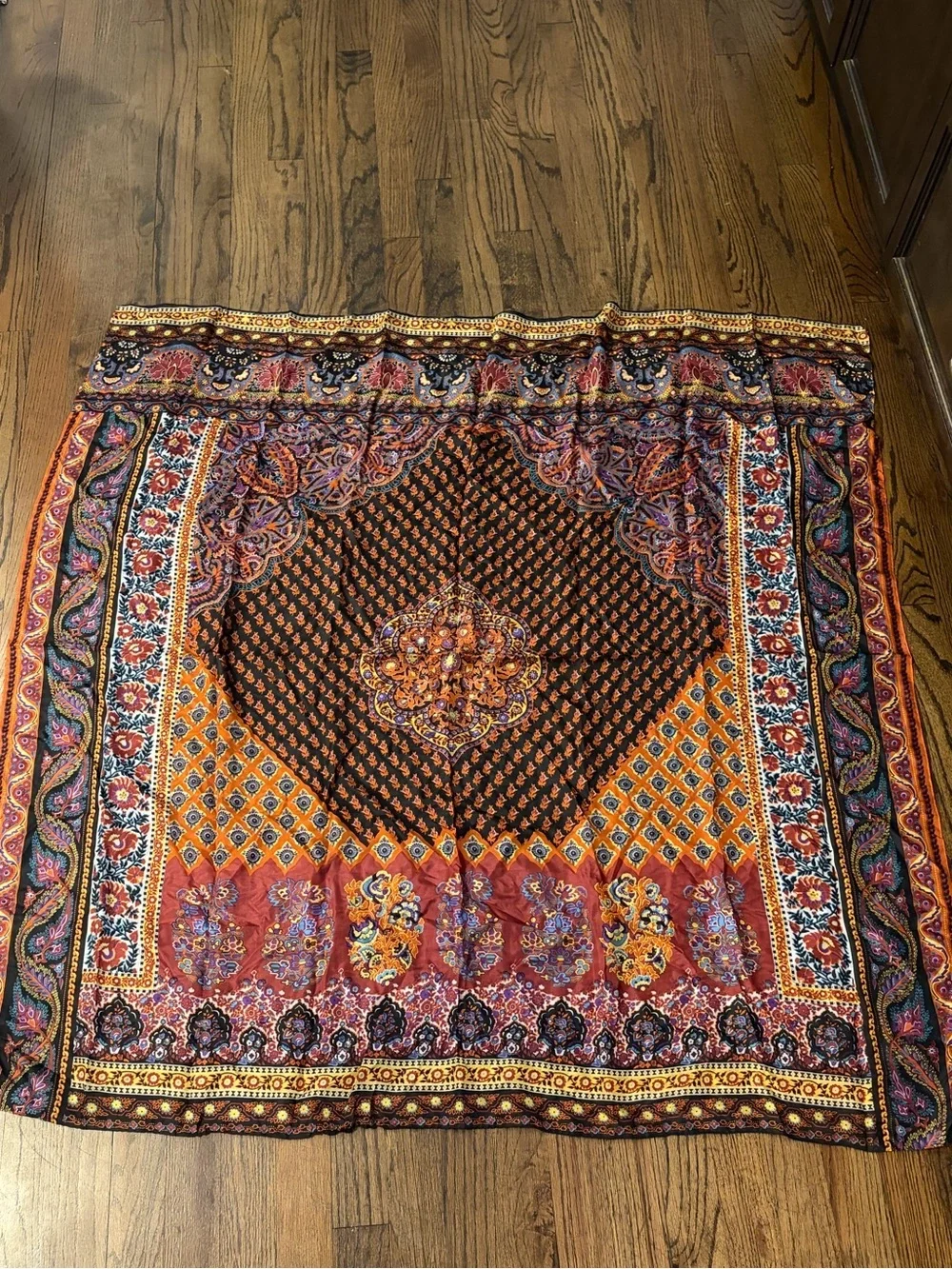 Zara Multicolor Bohemian Print Square Scarf - 45” square